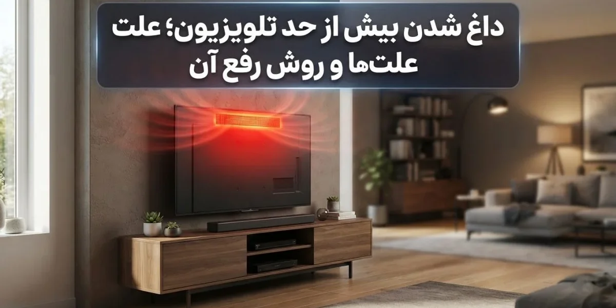 تصویر تلویزیون در حال داغ شدن بیش از حد تلویزیون در یک خانه ایرانی