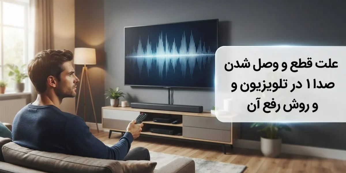 تعمیرکار در حال بررسی قطع و وصل شدن صدا در تلویزیون