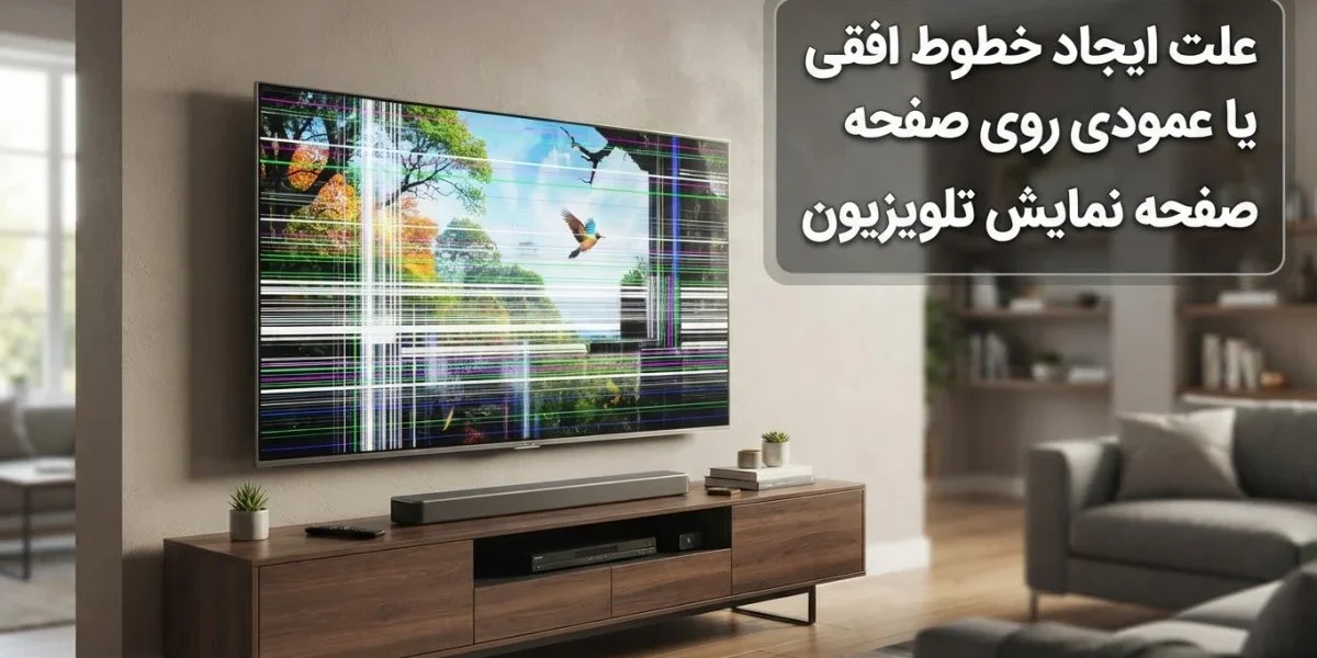 تلویزیون با خطوط افقی و عمودی روی صفحه نمایش در موضوع ایجاد خطوط افقی یا عمودی روی صفحه نمایش تلویزیون