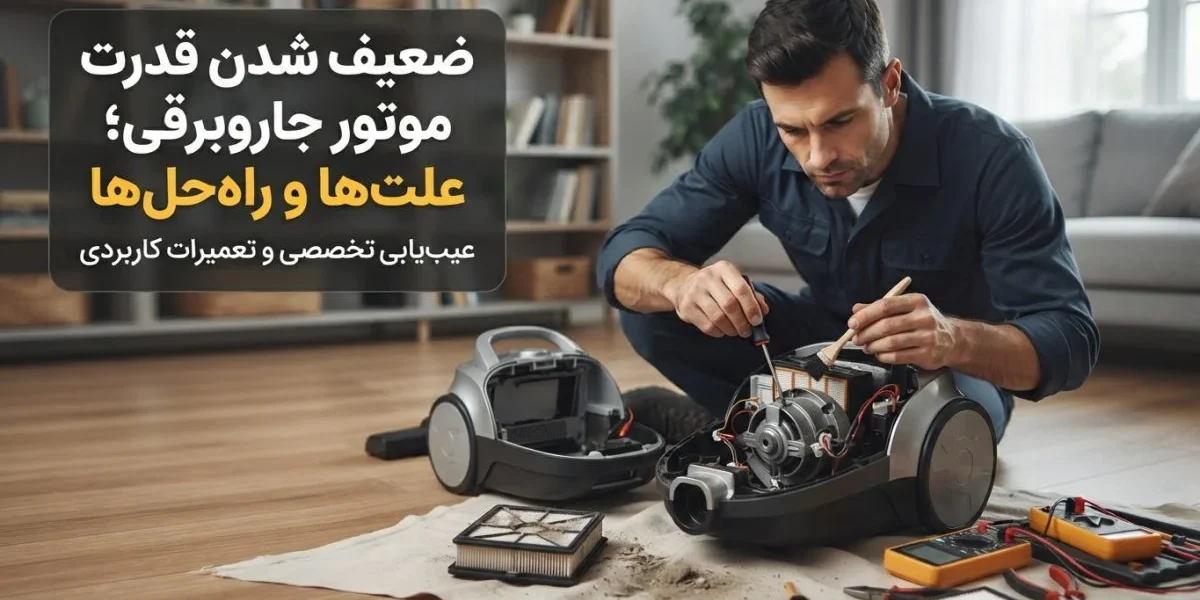 تعمیر و بررسی ضعیف شدن قدرت موتور جاروبرقی در کارگاه تعمیرات